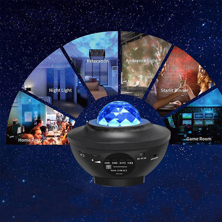LAMPKA NOCNA PROJEKTOR RZUTNIK GWIAZD LASER GŁOŚNIK BLUETOOTH + PILOT