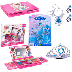 ZESTAW MALOWIDEŁ DLA DZIEWCZYNEK CIENIE BŁYSZCZYKI BIŻUTERIA KSIĘŻNICZKI