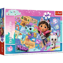 Puzzle 100 el. Przyjaźń w kocim domku TREFL