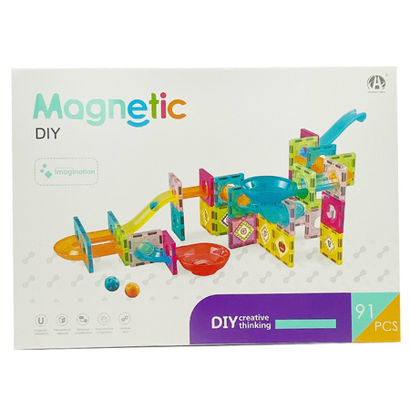 Klocki Magnetyczne Tor z kulkami 91 elementów