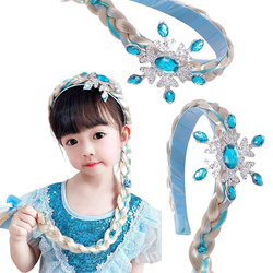 Opaska warkocz blond włosy niebieskie pasemka dla dzieci księżniczka