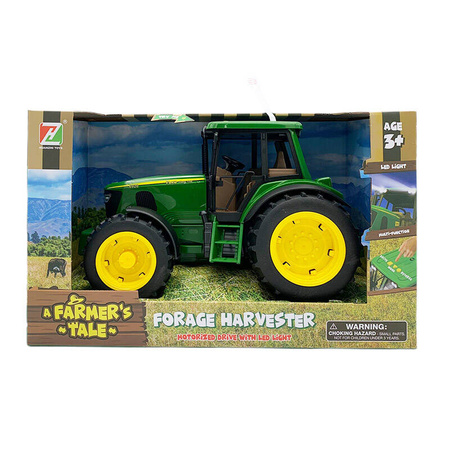 Duży traktor zielony z gumowymi kołami ze światłem i dźwiekiem Farmer's tale
