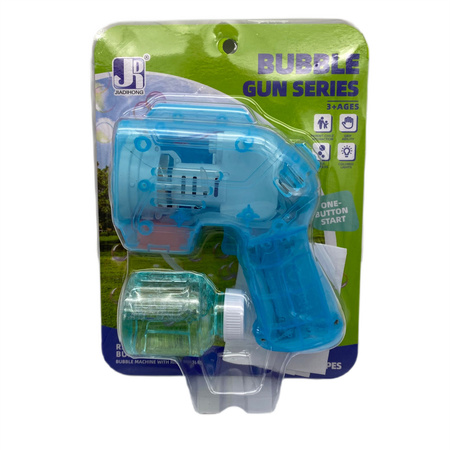 Pistolet na bańki transparentny ze światłem na baterie 
