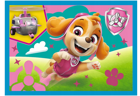 PUZZLE 4W1 BIEGNĄCE PIESKI PSI PAW PATROL TREFL 34628