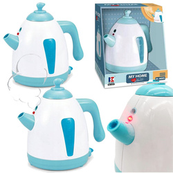 CZAJNIK ELEKTRYCZNY ZABAWKOWY DLA DZIECI Z PARĄ DŹWIĘK ŚWIATŁO TURKUSOWY