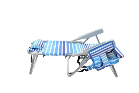 Leżak plażowy składany z torbą termiczną z szelkami kieszonkami 
