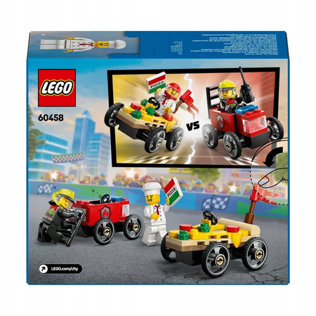 LEGO CITY 60458 Zestaw wyścigówek: pizza kontra wóz strażacki