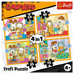 Puzzle 4w1 Garfield kocha lazanię Trefl