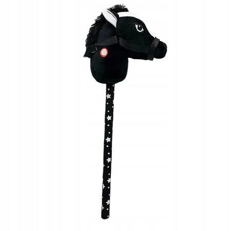 Czarna głowa konia na kiju w gwiazdki 72cm skoczek HOBBY HORSE