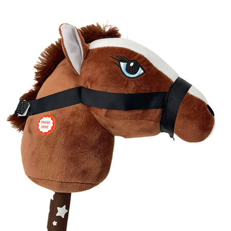 Brązowa głowa konia na kiju w gwiazdki 72cm skoczek HOBBY HORSE