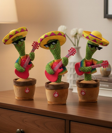 Tańczący Kaktus Z Gitarą Funkcja Powtarzania głosu Piosenki