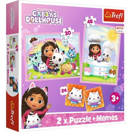 TREFL Puzzle 30el 48el 2w1 memos 24el Gabi z kocim przyjacielem Gabby