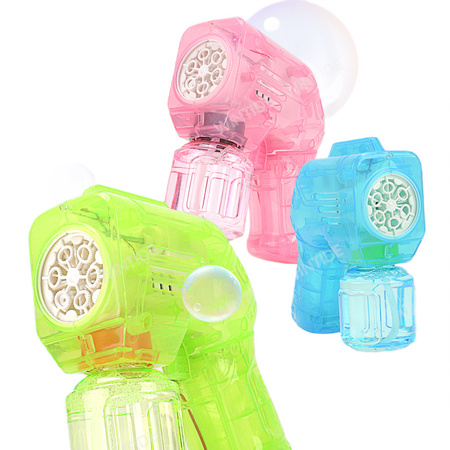 Pistolet na bańki transparentny ze światłem na baterie 