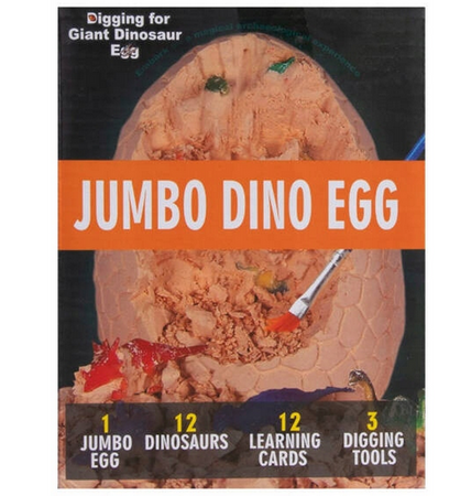 Skamielina jumbo jajko dinozaury figurki karty mały archeolog wykopaliska