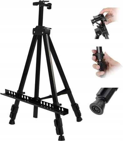 Sztaluga aluminiowa czarna składana z pokrowcem do 150 cm lekka 0,97kg