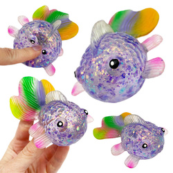 Brokatowa rybka z kolorowym ogonem do ściskania antystresowa squeeze gniotek