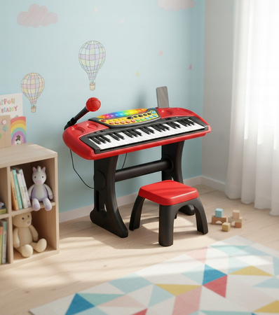 PIANINKO KEYBOARD 37 KLAWISZE ZE STOŁKIEM I STANDEM