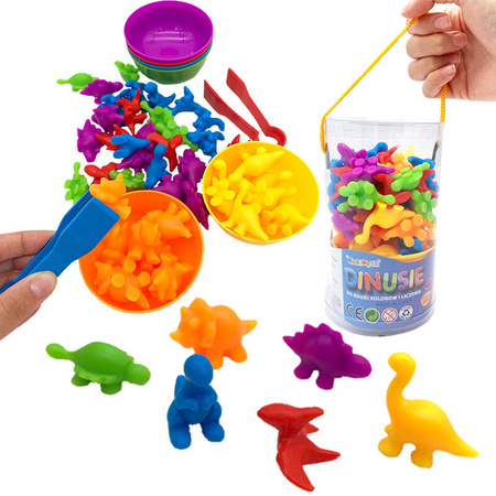 FIGURKI DINOZAURY NAUKA KOLORÓW LICZENIA MONTESSORI EDUKACYJNE