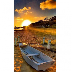 MALOWANIE PO NUMERACH 40X50 ŁÓDKA NA PLAŻY Z RAMĄ