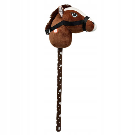 Brązowa głowa konia na kiju w gwiazdki 72cm skoczek HOBBY HORSE