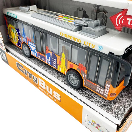 Autobus miejski Pomarańczowy CITY BUS z światłem i dźwiękiem