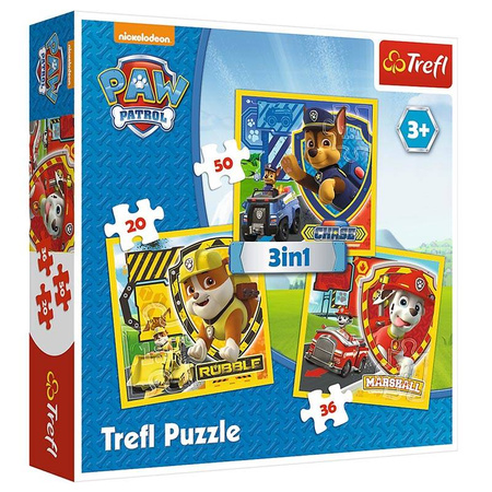 Psi Patrol Puzzle 3w1 Marshall, Rubble, Chase Paw Patrol 34839 Trefl