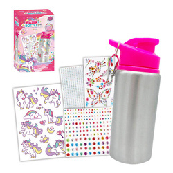 ZESTAW KREATYWNY BIDON Z JEDNOROŻCEM DIAMENTOWY WYKLEJANKA NAKLEJKI 500ml