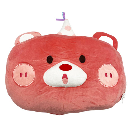 Pluszowa poduszka  maskotka URODZINOWY MIŚ z czapeczką przytulanka