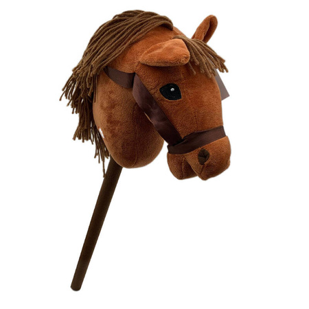 Interaktywna PLUSZOWA Głowa Konia na Kiju Dźwięk BRĄZOWA HOBBY HORSE