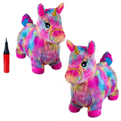 SKOCZEK KONIK JEDNOROŻEC DMUCHANY DO SKAKANIA TĘCZOWY DLA DZIECI