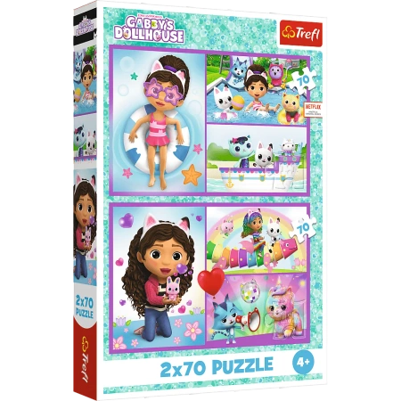  Puzzle Koci Domek Gabi 2x70 el. Baw się z Gabi