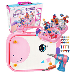 KLOCKI KONSTRUKCYJNE W WALIZCE WKRĘTARKA ŚRUBKI DO SKRĘCANIA JEDNOROŻEC