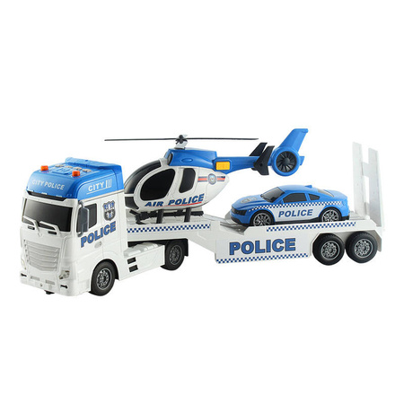 LAWETA POLICJA AUTO CIĘŻARÓWKA HELIKOPTER ŚWIATŁO DŹWIĘK 53CM