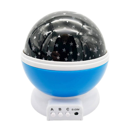 LAMPKA NOCNA PROJEKTOR GWIEZDNY NIEBIESKA NA USB BATERIE 
