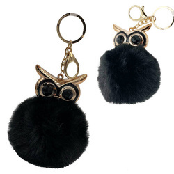 BRELOCZEK BRELOK DO KLUCZY PLECAKA TOREBKI POMPON SOWA Z PUSZKIEM