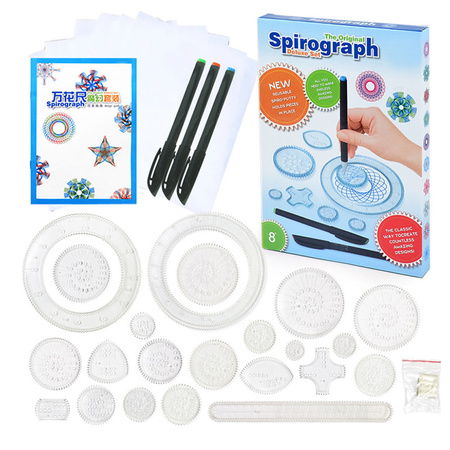 Spirograf z 3 długopisami Duży kreatywny zestaw do rysowania wzorów