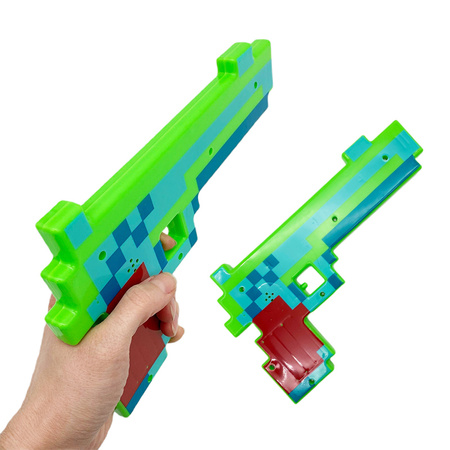 PISTOLET KARABIN BROŃ PIKSELE ŚWIATŁO DŹWIĘK LED LASER MILITARNE 26CM