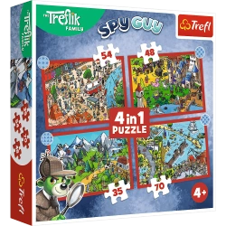 Puzzle 4w1 Podróże Treflików Rodzina Treflików