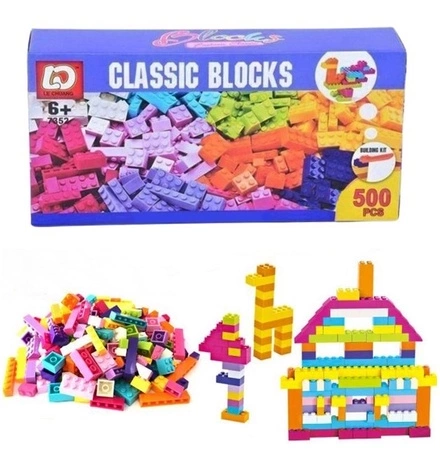 Klocki konstrukcyjne Classic Blocks ZESTAW 500 SZTUK kolorowe DLA DZIECI 