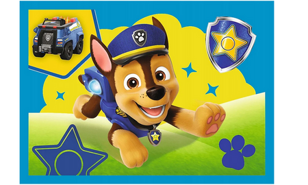 PUZZLE 4W1 BIEGNĄCE PIESKI PSI PAW PATROL TREFL 34628