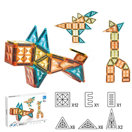 Klocki magnetyczne konstrukcyjne 28 el. zestaw 854