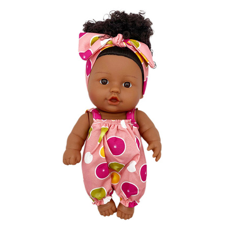 Lalka ciemnoskóra Afro w różowym ubranku bobas 26 cm