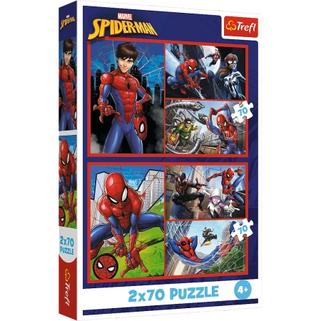 Puzzle 2x70 elementów Spiderman Pajęcze historie 