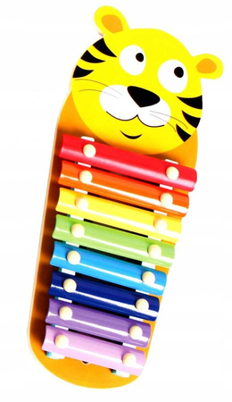 DREWNIANE KOLOROWE CYMBAŁKI TYGRYS ZABAWKA MUZYCZNA SMILY PLAY