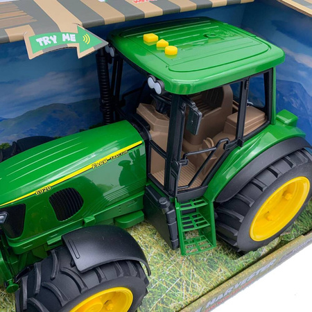 Duży traktor zielony z gumowymi kołami ze światłem i dźwiekiem Farmer's tale