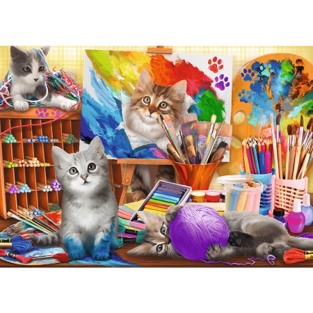 Puzzle 2x500 elementów sztuka malowania koty Trefl