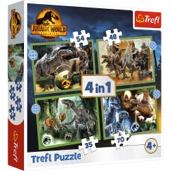 Puzzle 4w1 groźne dinozaury Jurassic World Trefl