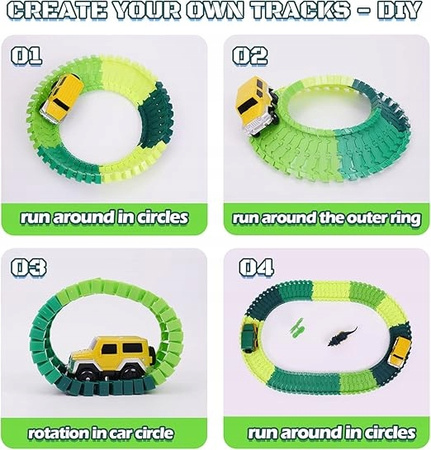 Tor samochodowy wyścigowy dinozaur dino park 434cm