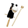 Koń 95cm z dźwiękiem drewniany kij składany z kółkami CZARNY HOBBY HORSE