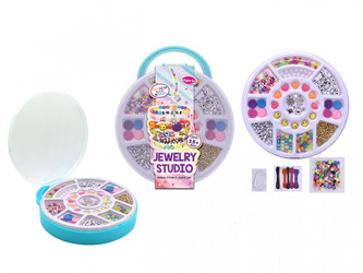 Zestaw koralików do robienia biżuterii DIY w walizce niebieskiej